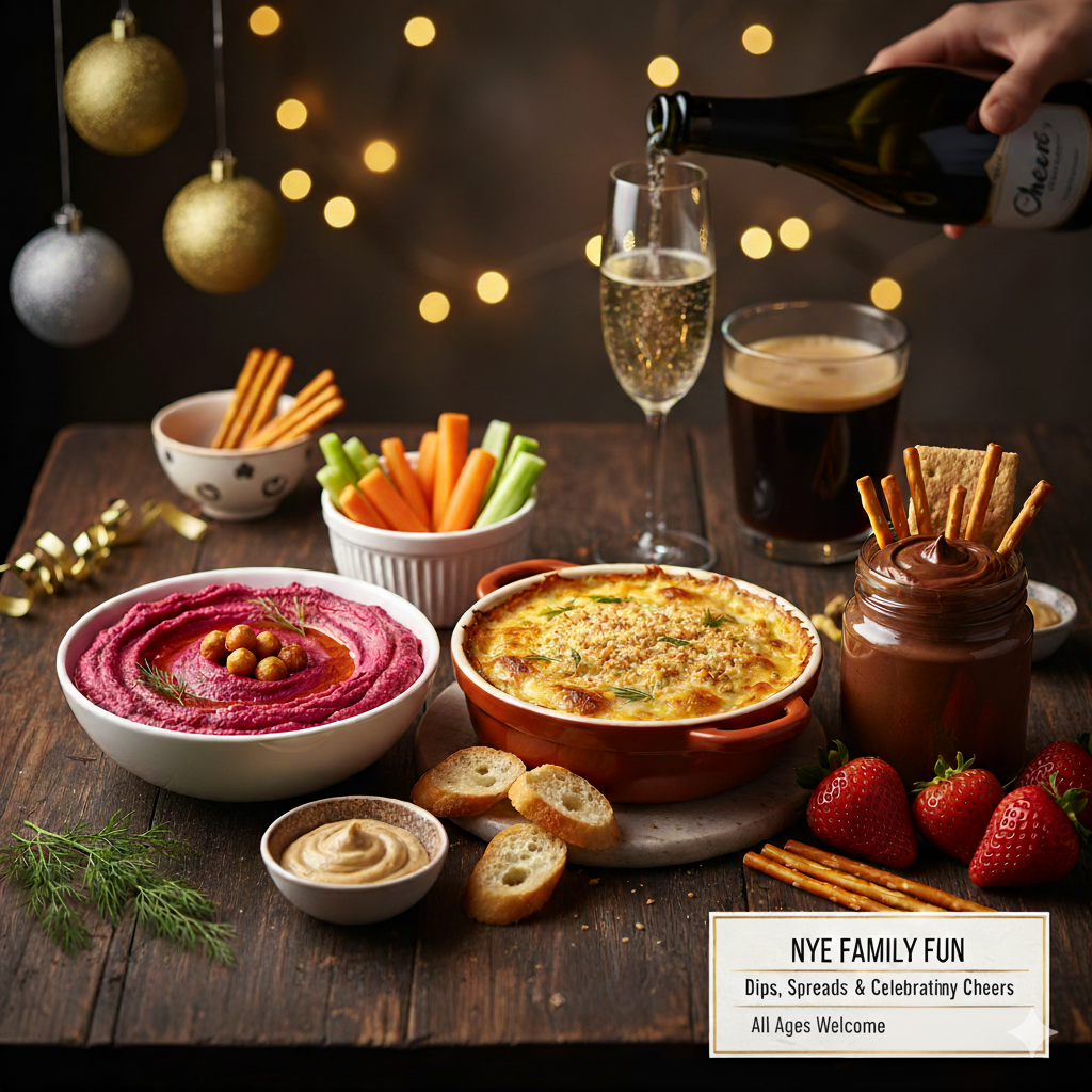 December 28, Sun. 2:00p - 4:00p - NYE Family Fun: Dips, Spreads, and Celebratory Cheers Class