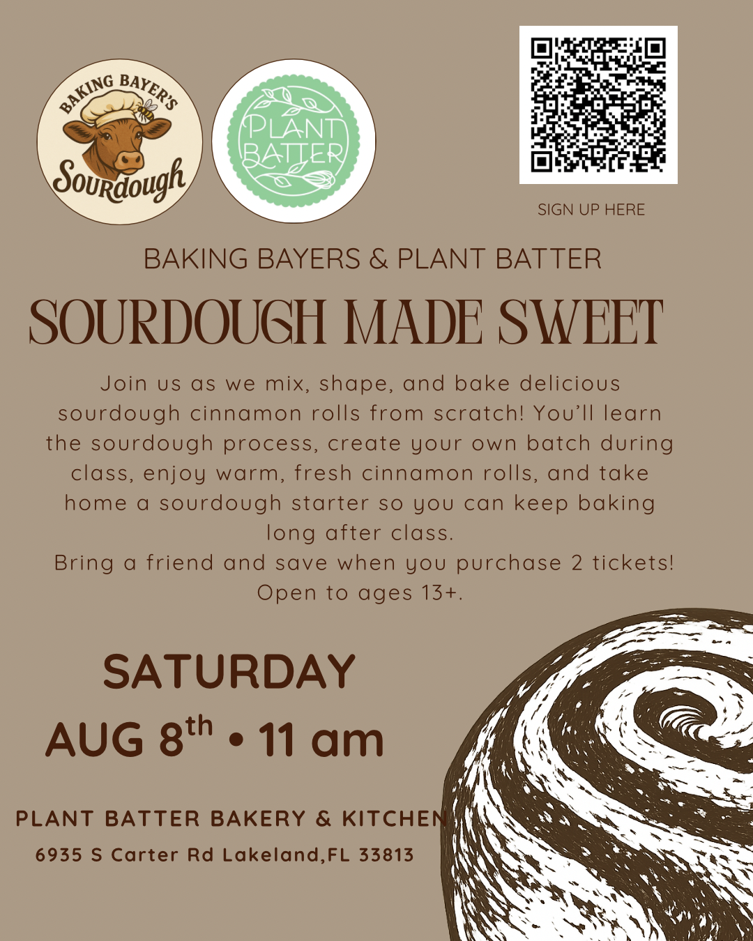 August 8th, Sat. 11:00a - 1:30p - Sourdough Made Sweet Workshop w. Baking Bayers