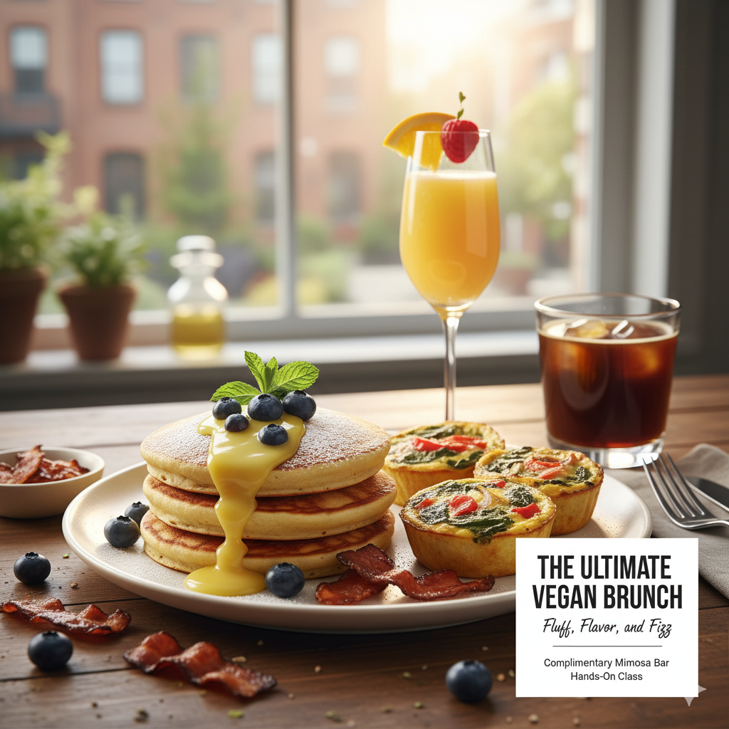 December 20, Sat. 10:00a - 12:30p - The Ultimate Vegan Brunch: Fluff, Flavor, and Fizz Class